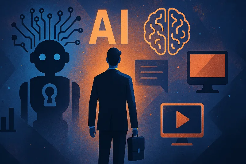 Illustration of a professional charting a new career path as AI reshapes the job market